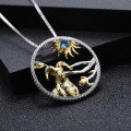 wholesale 925 Silver Chinese Style Zodiac Sheep Pendant with Natural Gemstone Necklace-0-2
