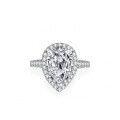 Sterling Silver Moissanite Ring Women's Luxury Pave Pear Shape 4 Carat-0-4