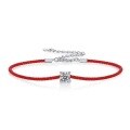 wholesale S925 silver adjustable new stylish moissanite guardian rope bracelet with luxurious temperament for couples' zodiac year red string-0-4