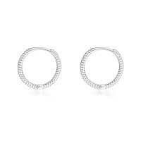 wholesale S925 Sterling Silver Women's Minimalist Hoop Earrings, Small Designer Ear Clips-E3490-Platinum 13MM 925 Silver