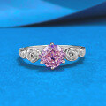wholesale S925 Sterling Silver One-Carat Padparadscha Pink High-End Rose Cut Ring for Women, Exquisite Bridal Ring-0-0