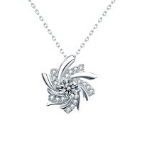 S925 Sterling Silver Windmill Necklace with Moissanite Pendant,-5.0mm [Zircon Eight Hearts and Eight Arrows]  925 Silver