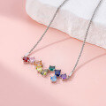 wholesale S925 Silver Rainbow Candy Tourmaline Necklace for Women, Luxe Fashionable Versatile High-End Pendant Collarbone Chain-0-2