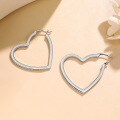 wholesale 18K Gold Plated 925 Sterling Silver Cross-Border New Heart-Shaped Full Diamond Moissanite Hoop Earrings, Simple and Stylish Moissanite Ear Accessories-0-2