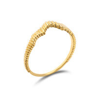 wholesale 10K Gold New Irregular Wave Fence Bar Plain Gold Ring Women's Fashion-10K Plain Gold Fence Ring  Size 13