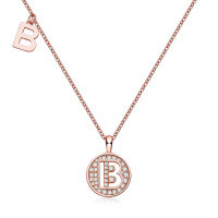 wholesale S925 Silver 26-Letter Alphabet B Necklace with Moissanite, Women's Gift, Autumn-Winter New Coin Pendant, Cross-Border-Letter B necklace