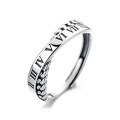 wholesale S925 Sterling Silver Harajuku Style Double-layer Cross Open Ring with Hui Character Pattern/Roman Numerals-0-4