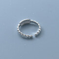 wholesale S925 Silver Nalan Women's Korean Style Small Smooth Ring Light Bead Rectangular Minimalist Tail Ring R00013-0-3
