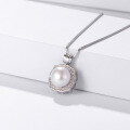 wholesale S925 Sterling Silver Korean Japanese Style Sweet Cute Floral Collarbone Necklace with Freshwater Pearl Pendant for Women-0-2