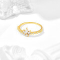 wholesale S925 silver plated with 14K gold, Japanese retro style niche luxury zircon ring-0-3
