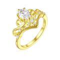 wholesale 18k Gold Plated Sterling Silver Crown Ring for Women, Luxurious and Sophisticated Vintage Style Rings-0-1