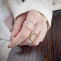 wholesale S925 Sterling Silver European and American Cross-Border Irregular Lines Minimalist InsDesign Ring-0-3