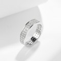 wholesale New S925 Silver Plated with 18K White Gold Three-Row Moissanite Full Diamond Band Ring Unisex Matching Set-0-2