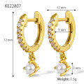 wholesale S925 Sterling Silver Earrings Ins Simple Pearl Zircon Opal Ear Clasp High-end Ear Hoop Personality Elegant European and American Wholesale-0-5
