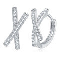 wholesale 925 silver gold-plated cross X-shaped minimalist ins-style earrings with full moissanite inlays-0-0