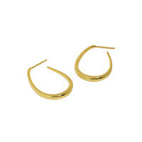 wholesale S925 Sterling Silver Korean Version INS Minimalist Design Versatile Letter U-Shaped Glossy Textured Earrings for Women-18K gold [with sterling silver ear plugs]  925 silver