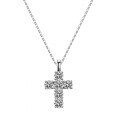 925 Sterling Silver Moissanite Cross Geometric Pendant Necklace for Women-0-4
