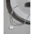 wholesale S925 sterling silver 217 Korean version ins niche design minimalist versatile lotus texture double-layer chain textured bracelet for women-0-1
