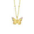 wholesale S925 Sterling Silver Retro Colorful Zircon Butterfly Necklace For Women, Cross-border Niche Luxury-0-0
