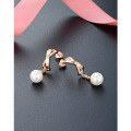 wholesale 925 Sterling Silver Pearl Earrings, Rose Gold Plated, Minimalist and Versatile High-End Small Design Elegant Stud Earrings-0-1