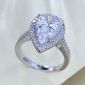 wholesale S925 Sterling Silver High Carbon Diamond Ring, 8*13 Pear Shape Teardrop Ring, Live Stream & Little Red Book Style-0-2