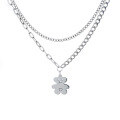 wholesale S925 Sterling Silver Vintage Double-Layer Bear Necklace, Retro Antique Style, Versatile Women's Jewelry for Wholesale-0-4