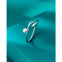 wholesale S925 Sterling Silver Pearl Ring for Women, Open Adjustable, Unique and Fashionable Niche Design, Autumn Winter Light Luxury Statement Ring for Trendy Styles-Pearl Ring Adjustable opening