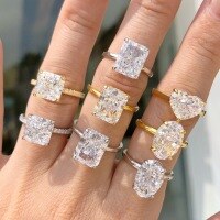 wholesale S925 Sterling Silver Cross-Border New Women's Ring, Minimalist and Versatile High-End Heart-Shaped 8A Ice-Cut High-Carbon Diamond Silver Ring for Women-Gold DY120610-SG-WH 8