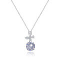 Metal Cross-Border Live-Streaming Best-Seller Pendant Necklace, Blue Firework Cut, Minimalist Luxury Collarbone Chain-0-5