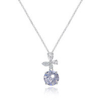 Metal Cross-Border Live-Streaming Best-Seller Pendant Necklace, Blue Firework Cut, Minimalist Luxury Collarbone Chain-S925 sterling silver + white firework zircon  925 silver