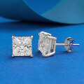 wholesale S925 Sterling Silver 7*7mm Princess Cut White Diamond Trendy Stud Earrings for Women, Cross-border AliExpress Style-0-1