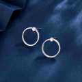 wholesale S925 Sterling Silver Micro-Paved Zirconia Circle Stud Earrings, Geometric Minimalist Hoop, Delicate and Elegant, Niche High-End Ear Jewelry-0-2