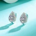 Sterling Silver Minimalist Shimmer Moissanite Teardrop Hoop Earrings-0-0