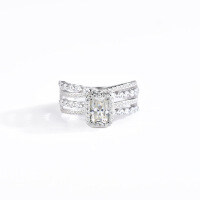 S925 Sterling Silver Moissanite Full Halo Ring, Dazzling Cross-border Jewelry-1-carat moissanite (Radiant 5*7mm)  No. 9