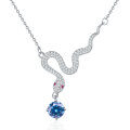 925 Sterling Silver 1ct Moissanite Snake Pendant Necklace, Cross-border New-0-11