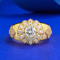 wholesale S925 Gold-Plated Silver Bujela Filigree Ring with Italian Craftsmanship, the Same Sparkly Wealth-Attracting Style as on Xiaohongshu-R1195 Gold Brushed Ring  Size 7