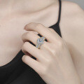 925 Sterling Silver Bicolor Moissanite Ring, 15ct Oval Cut, Women's Light Luxury Design-0-2