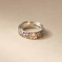 wholesale 999 Silver Nalan Literary Retro Chinese Style Niche Design Exquisite Thai Silver Auspicious Cloud Ring R02521-999 Pure Silver Ring Adjustable opening