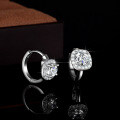 S925 Silver Moissanite Stud Earrings, Luxury Square Setting, Fine Craftsmanship-0-0
