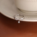 wholesale S925 Sterling Silver Bow Tassel Zircon Openwork Minimalist Ring Sweet and Elegant Ultra-Sparkling Diamond-Accented Band-0-2