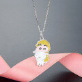 wholesale 925 Sterling Silver Cartoon Anime Cute Little White Dog in Pajamas Crayon Shin-chan Necklace DIY Jewelry Enamel Pendant-0-0