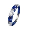 wholesale S925 silver jewelry oval 4*6 white diamond mixed-color tanzanite pave ring for womenins-0-4