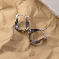 wholesale Sterling Silver S925 Internet-Famous Thai Silver Twist Ear Clasp Small Design Retro Line Distortion Trendy Cool Hoop Earrings for Women M0319-0-0
