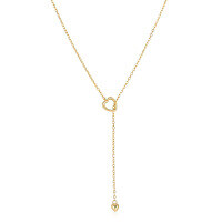 wholesale S925 Sterling Silver Y-shaped Double Heart Couple Necklace,ins。-Gold 925 silver