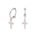 wholesale S925 Sterling Silver Plated Gold Cross Ear Hoops with Ear Clasps, Fashionable, Minimalist, Trendy, Versatile for Everyday Wear-0-6