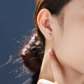 wholesale S925 Sterling Silver Rose Gold Plated Ear Studs, Japanese and Korean Style Small Fresh Earrings for Women, Versatile Accessories Wholesale-0-2