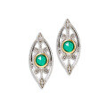 wholesale S925 silver green chalcedony white zircon earrings, a niche French vintage and light luxury style-0-4