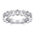 wholesale 925 Sterling Silver Hexagonal Honeycomb Hollow Out Non-Tarnish Niche Ring for Women Wholesale-0-5