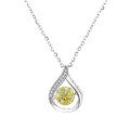 925 Silver Cross-Border Moissanite Necklace, 1 Carat Jumping Heart Pendant with Colorful Moving Waterdrop Moissanite-0-9
