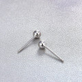 wholesale 999 sterling silver stud earrings for women, minimalist luxury design with 3mm round beads, solid silver jewelry, niche accessory-0-3